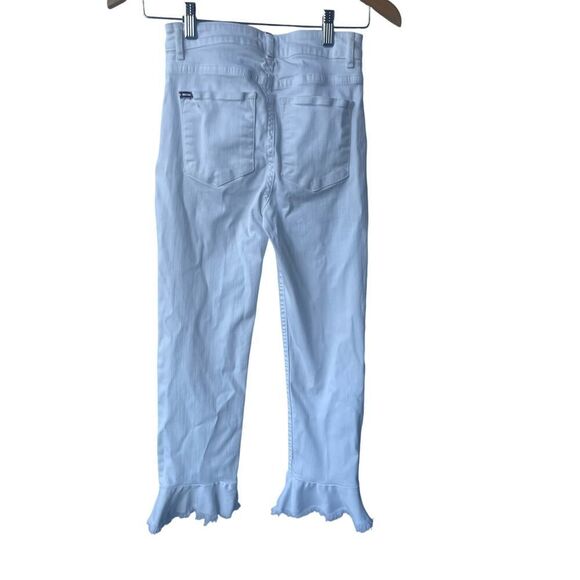 AOLA Jeans Los Angeles Zoe ruffle hem jeans white women’s size 25 - Picture 6 of 12